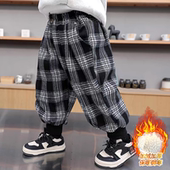 冬款 加绒加厚帅气炸街冬装 2025新款 男童格子裤 儿童冬季 休闲裤 长裤