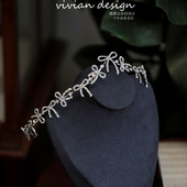 超仙结婚礼服造型发饰合金蝴蝶结水钻头饰软皇冠套装 MIU风 韩式