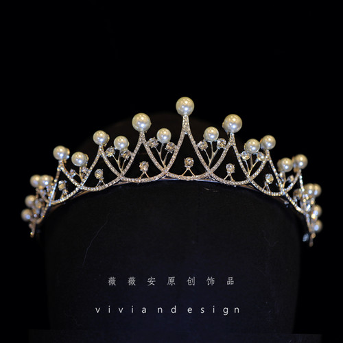 薇薇安皇冠水钻珍珠甜美闪闪