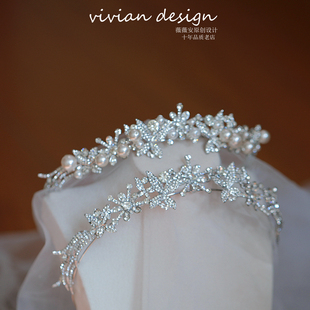 新款重工手串珍珠水钻闪闪皇冠发箍新娘头饰生日宴会儿童表演上台
