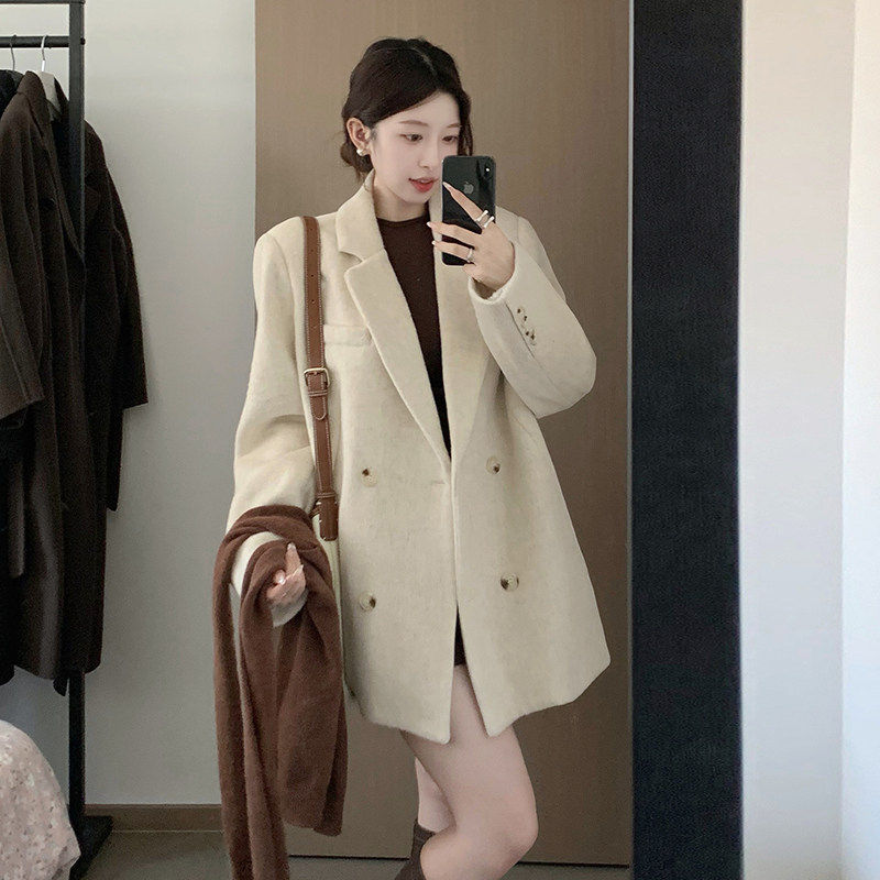 短款西装毛呢外套女小个子2025秋冬季新款加厚高级感羊毛呢子大衣