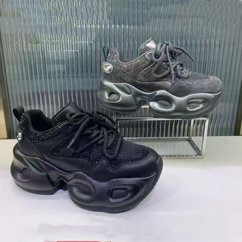 2025春款 时尚高颜值老爹鞋牛皮网面亮钻增高厚底休闲鞋30-11,女鞋,老爹鞋,淘宝优惠券,粉丝福利购,淘宝优惠卷