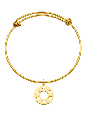 圆牌镂空小熊不锈钢手镯跨境热销手镯手镯简约个性潮UJ