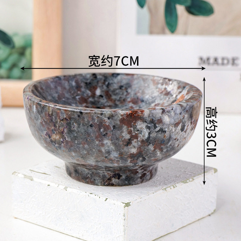 天然水晶火焰石小碗摆件矿石原石打磨消磁碗家居办公桌面摆件