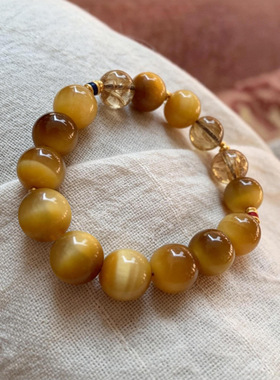 金珀凝瑞丨新中式虎眼石招财好运手串2026本命年好运显白手链饰品