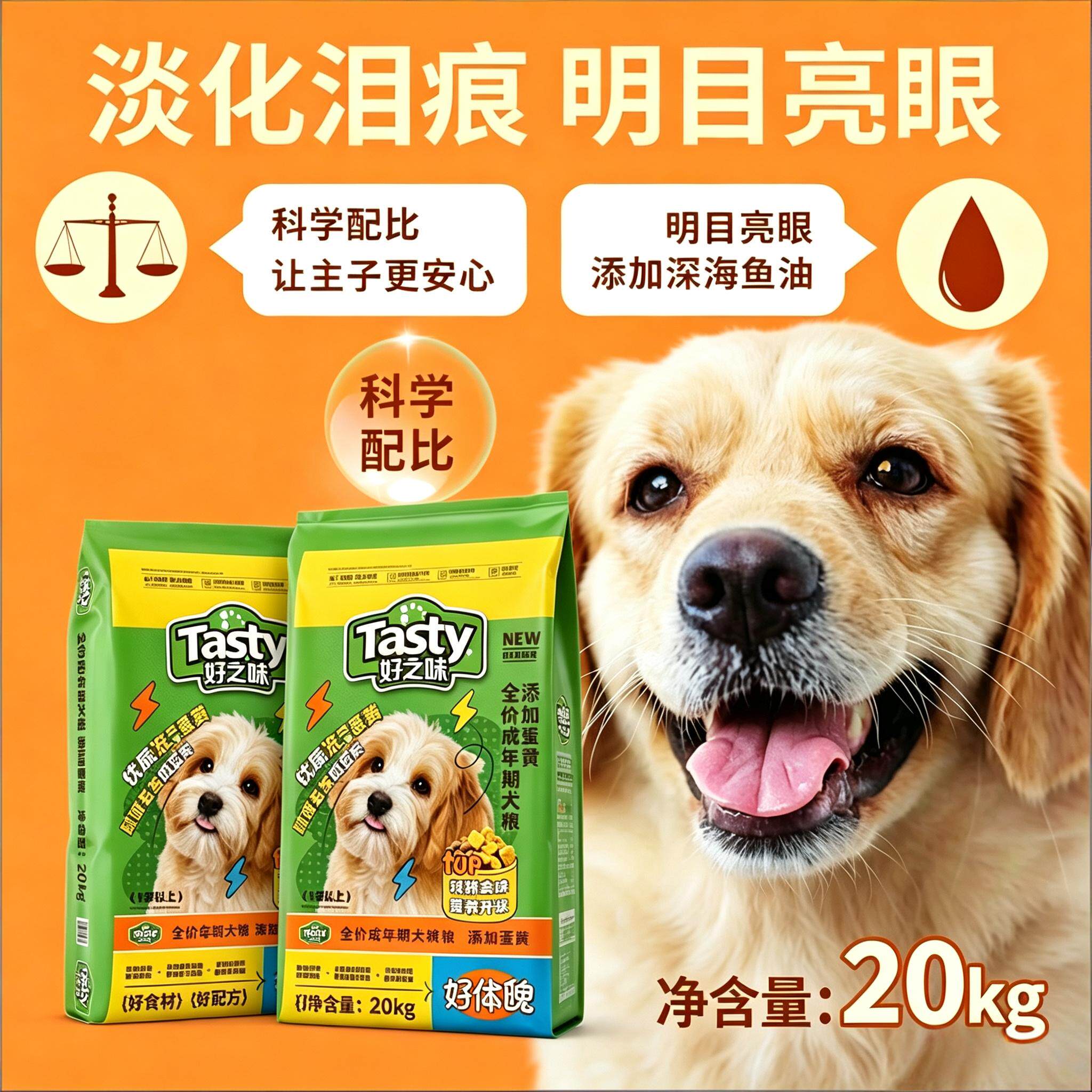 好之味狗粮20kg牛肉味成年期犬粮金毛大型犬狗粮40斤装通用型狗粮