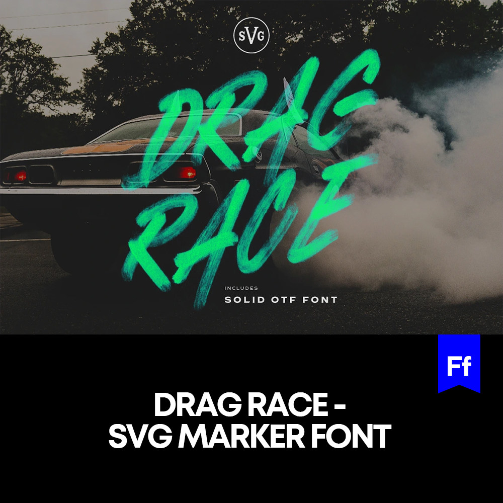 Drag Race 运动时尚笔刷手写风格英文字体logo标识海报字体mac