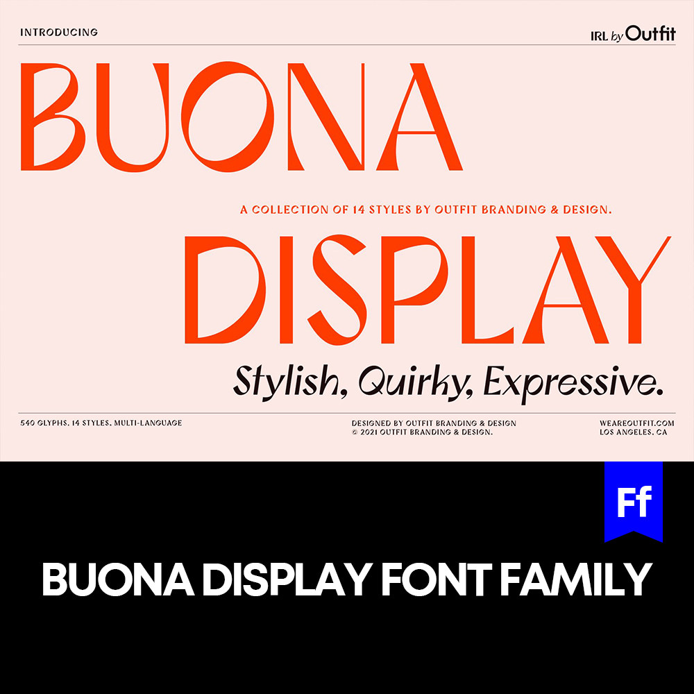 Buona 时尚现代无衬线英文字体品牌logo标识排版版式字体安装mac