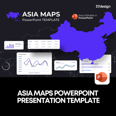 亚洲国家地图扁平化信息图表市场营销报告PPT幻灯片排版版式模版