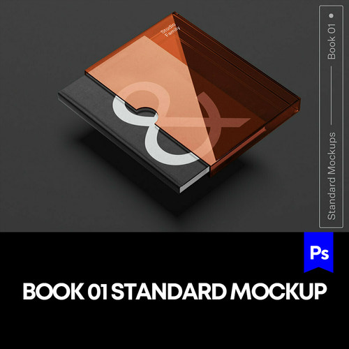 1款质感精装书封套模拟效果展示样机mockup智能贴图psd素材模版