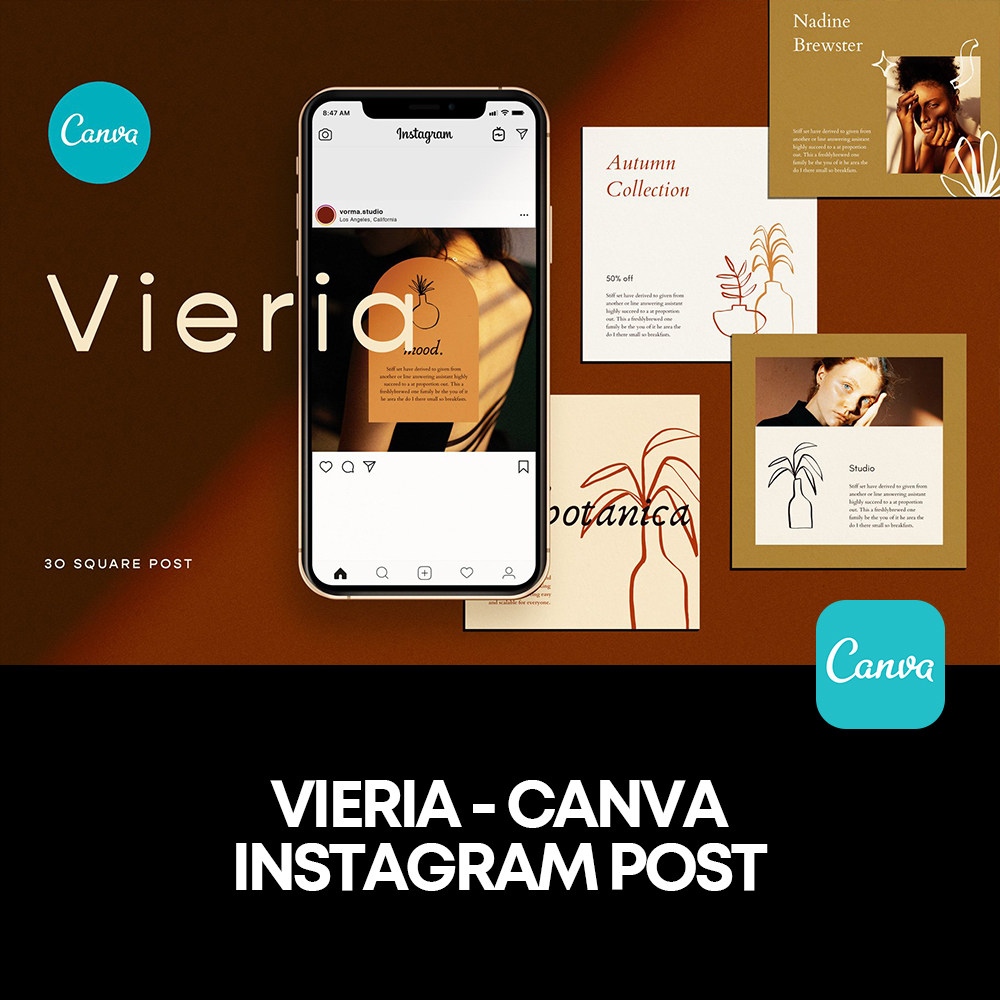 30款方形波西米亚美学社交媒体广告界面推文ins排版版式canva模版