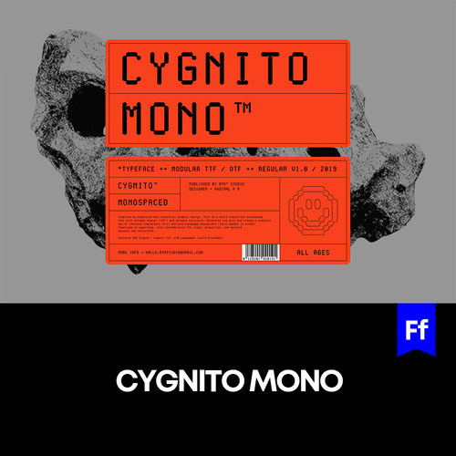 Cygnito Mono 颗粒像素英文字体品牌logo标识排版字体安装下载mac