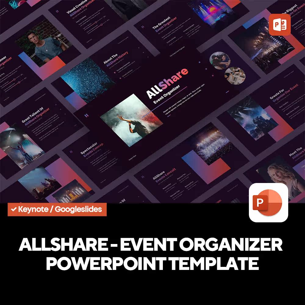 AllShare 简洁渐变摄影会展介绍ppt幻灯片文稿演示排版版式模版