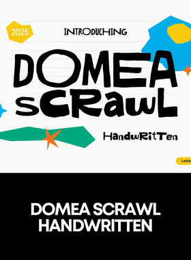 Domea Scrawl 手写卡通儿童英文字体logo标识排版版式字体安装mac