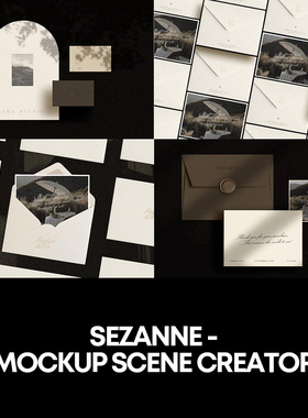 14款质感光影信封信纸名片贺卡明星片设计作品展示效果图ps样机