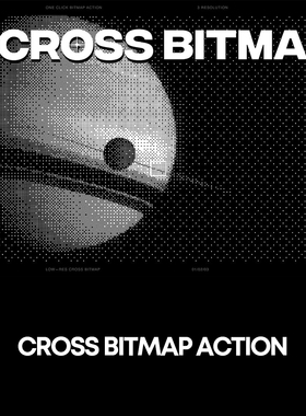 3款Bitmap潮流复古科幻未来像素半调颗粒ps动作插件特效生成模板