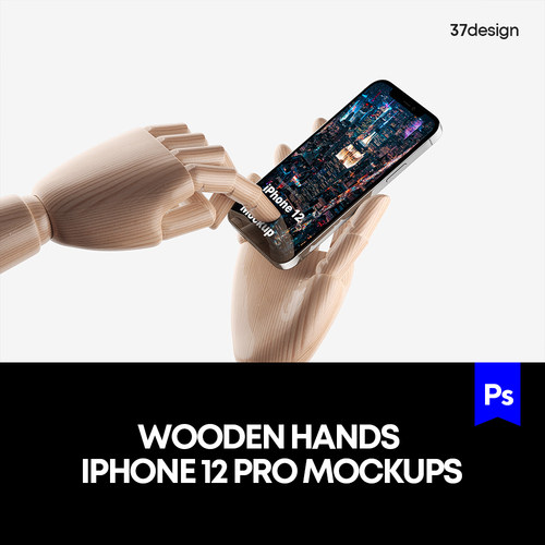 实木手模手持iPhone12手机app界面ui设计贴图ps样机素材展示模板