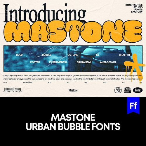 Mastone 潮流泡泡涂鸦风格英文字体logo标识排版版式字体安装mac