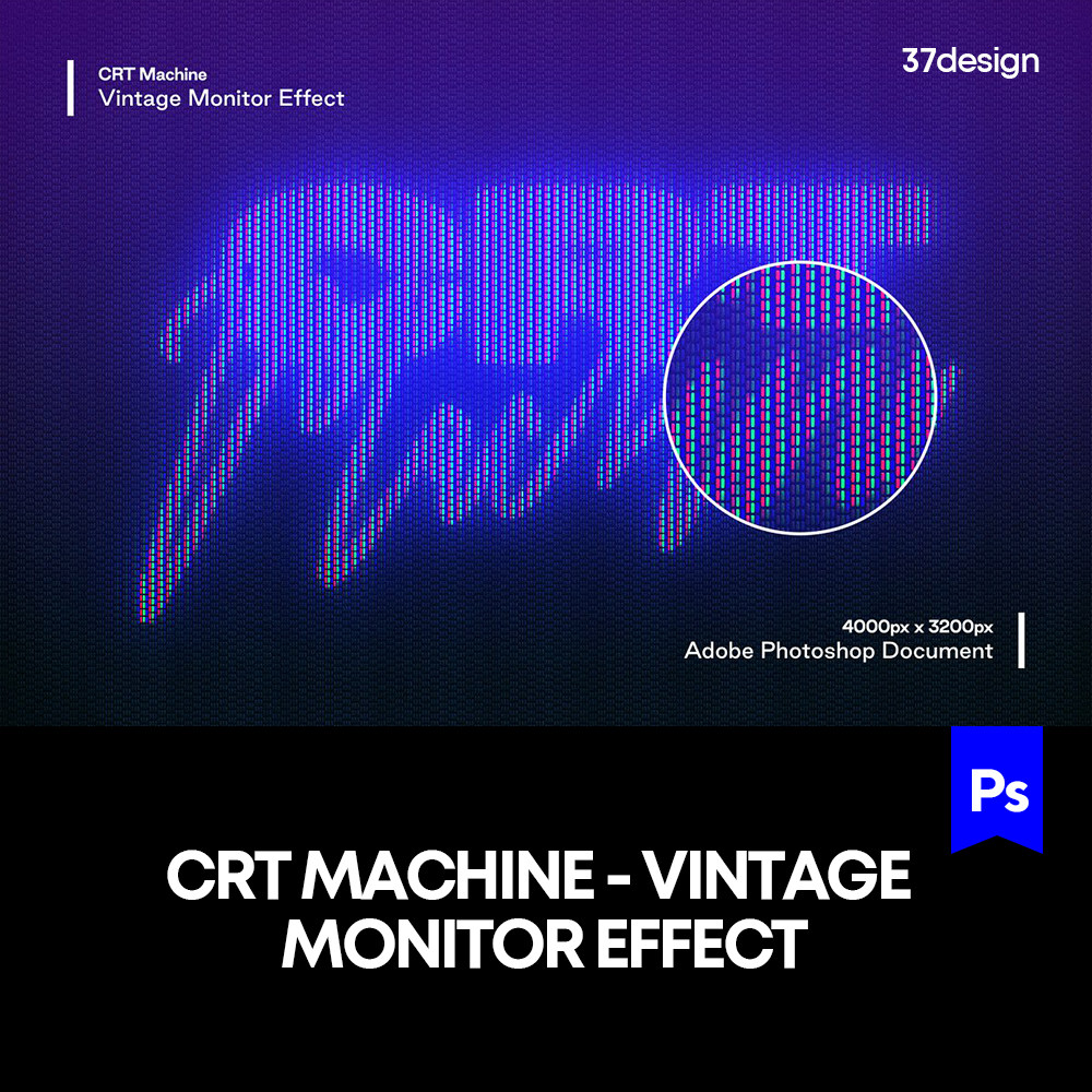 潮流复古怀旧电子CRT显示器像素logo屏幕ps样机素材特效生成模板