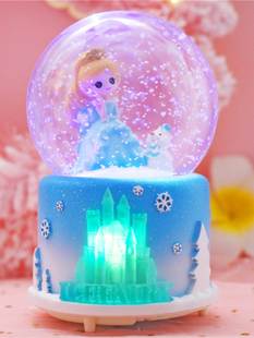 儿童节艾莎公主水晶球音乐盒冰雪奇缘八音盒爱莎女孩女童生日礼物