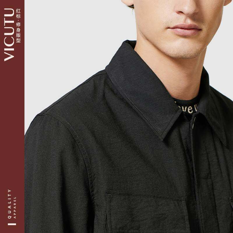 VICUTU/威可多男士单西服春季百搭时尚休闲黑色修身西装外套男