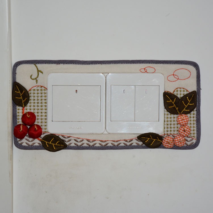 精品系列手工布艺双三四多开关插座面板保护装饰套开关边框套免粘