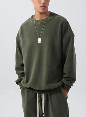 秋冬款双面摇粒绒两件套男宽松长袖卫衣外套加绒加厚运动套装长裤
