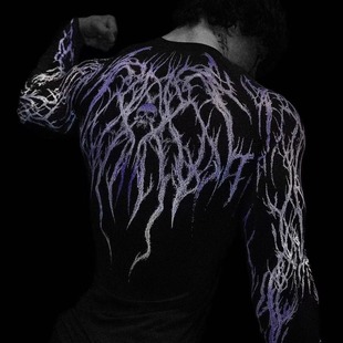 Breathedivinity秋新款梦魇毒液健身长袖印花速干紧身T恤潮牌上衣