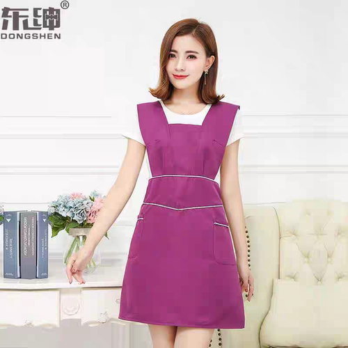 高档时尚围裙新款工作服定制印logo绣字美容院美甲师化妆品店母婴