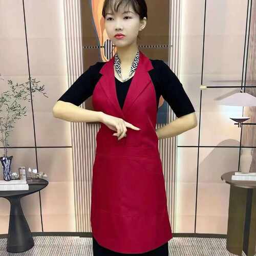 西装翻领厨房家用防水防油酒店餐厅定制时尚工作服新款围裙半身