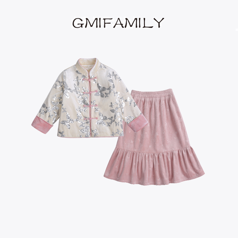 女童新中式国风棉服外套2025冬季新款童装丝绒保暖棉服儿童拜年服