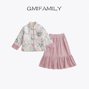 女童新中式国风棉服外套2025冬季新款童装丝绒保暖棉服儿童拜年服