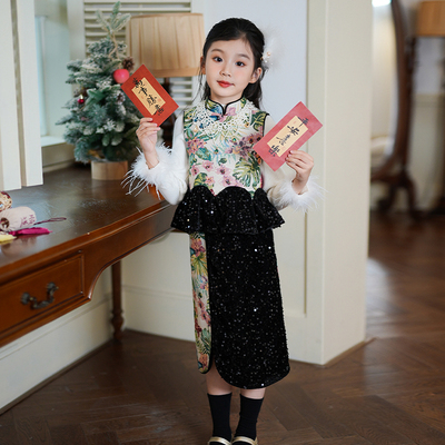 80944女童汉服马甲裤子两件套2025冬季新中式国风拜年服宝宝套装