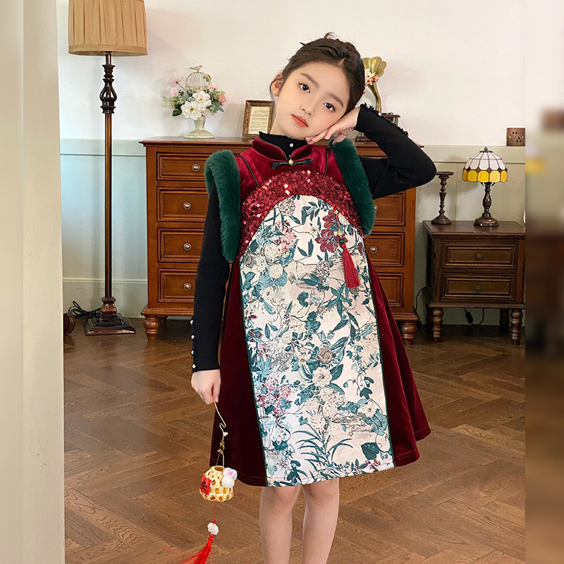 清仓--女童新中式汉服连衣裙2025冬季新款儿童国风新年拜年服旗袍,童装/婴儿装/亲子装,汉服,淘宝优惠券,粉丝福利购,淘宝优惠卷