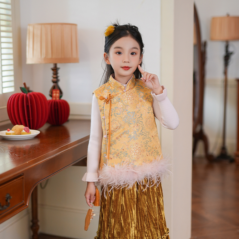 0769961女童国风马甲背心