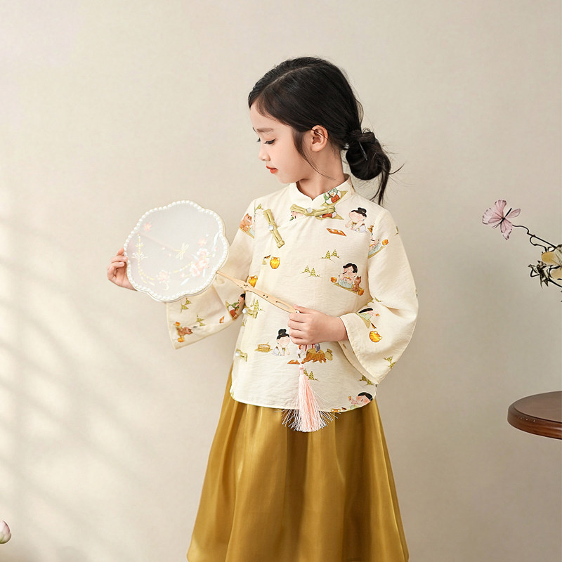 女童汉服2026新款新中式套装春秋改良唐装儿童国风日常可穿两件套图片