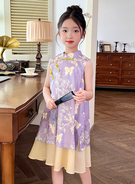 53773女童连衣裙夏季国风改良旗袍背心裙2025新款儿童古风裙子