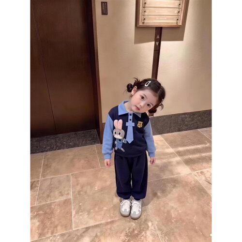 女童套装秋季2026新款洋气兔子警官衣服儿童秋装女宝宝朱迪cos服