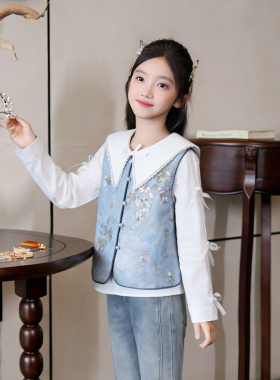 54053新中式女童国风唐装马甲2026春季款洋气甜美超好看汉服背心