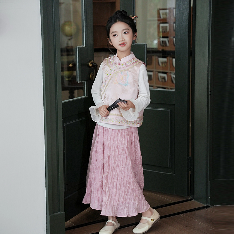汉服女童套装新中式唐装秋装2025新款中国风中小学生民国风日常穿