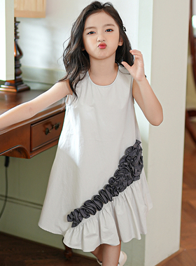 清仓--53425女童连衣裙2025夏季无袖背心裙小女孩公主裙儿童裙子