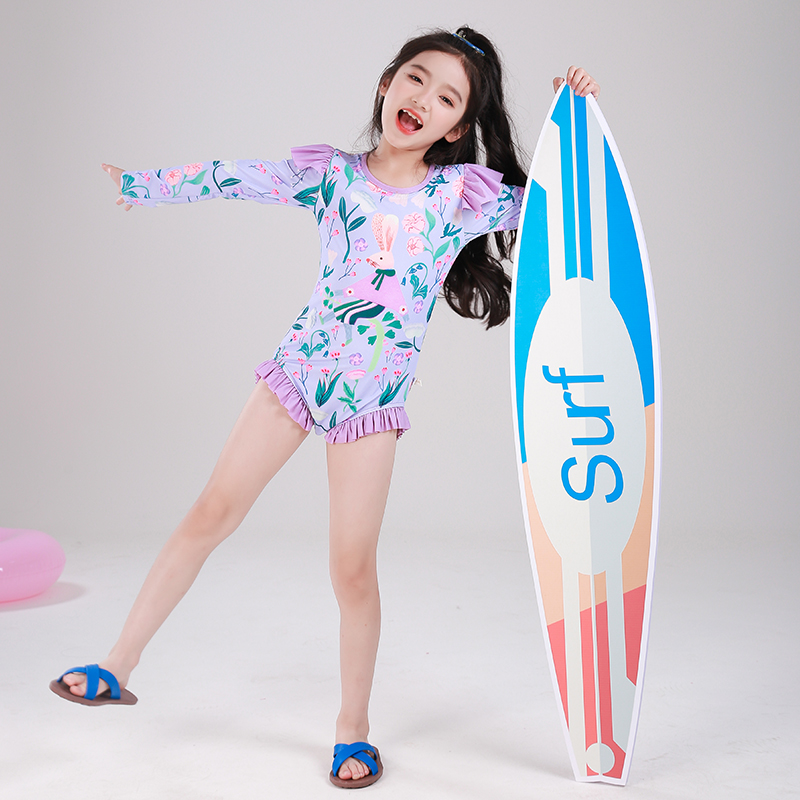 0769148-1儿童游泳夏季2025新款童装中大童女宝防走光连体泳衣