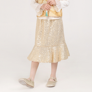 女童半身裙2026春季新款中大童洋气时髦女孩亮片鱼尾裙儿童裙子