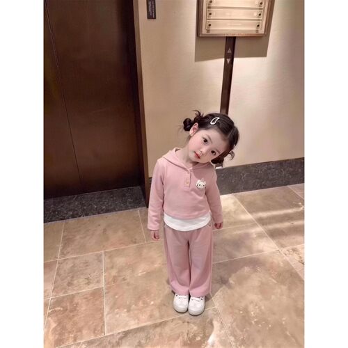 女童洋气套装秋装新款儿童韩版连帽卫衣休闲卫裤两件套