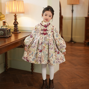 洋气复古儿童盘扣碎花大衣 女宝宝外套中国风夹棉衣服2025秋冬新款