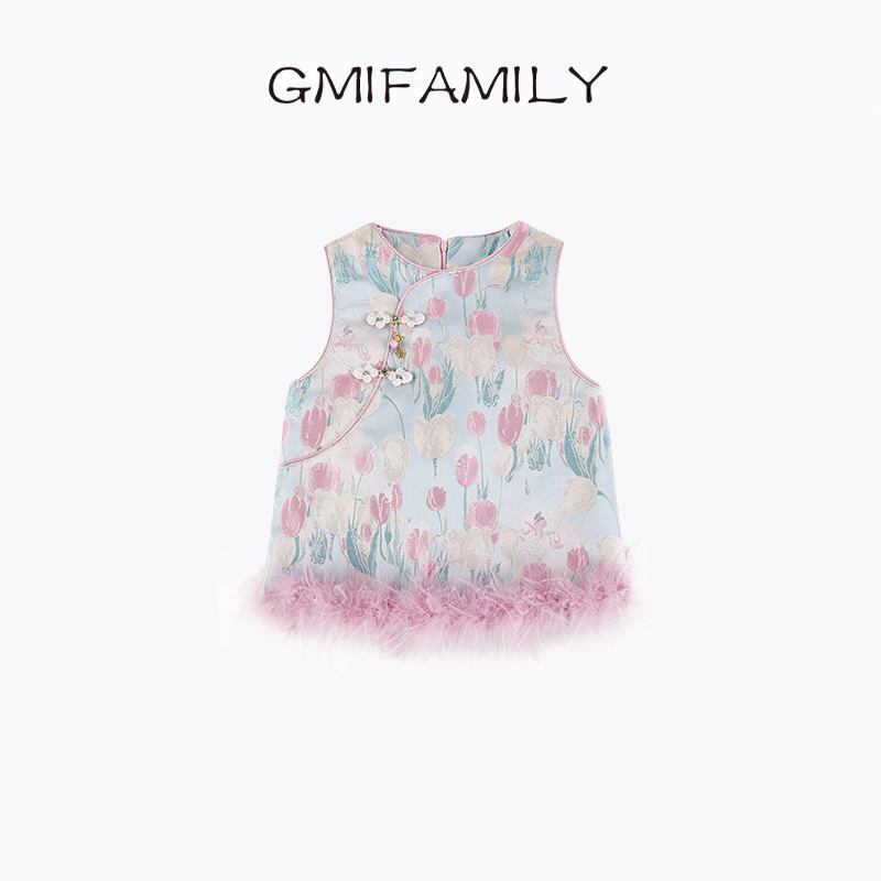 女童国风马甲改良旗袍背心小女孩年服2025款冬季儿童汉服唐装上衣