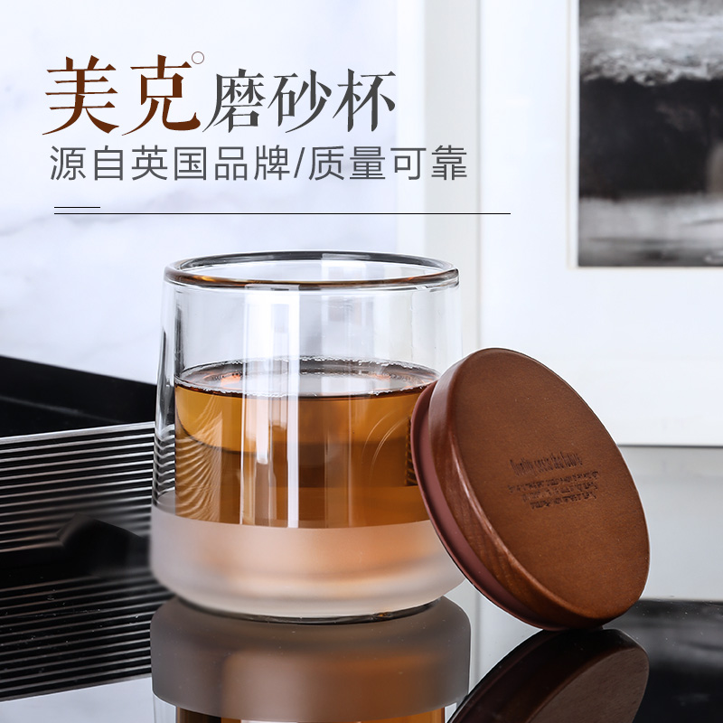 英国ORTOR双层玻璃杯实木杯盖