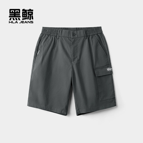 海澜之家旗下黑鲸松紧腰休闲中裤2025年夏季新品工装短裤一款两色