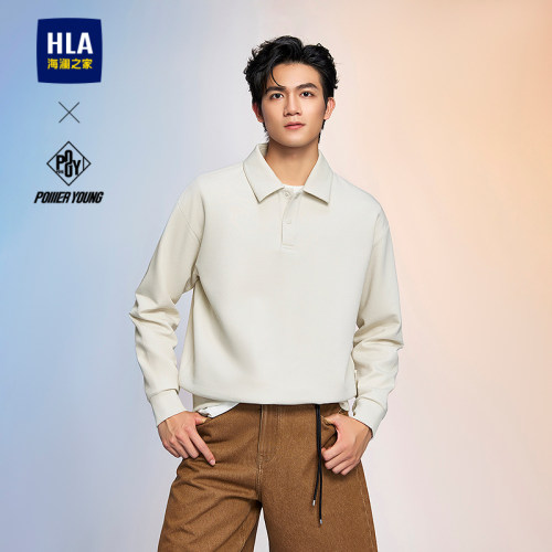 HLA/海澜之家POWER YOUNG系列卫衣26春夏新半开襟小标套头上衣男