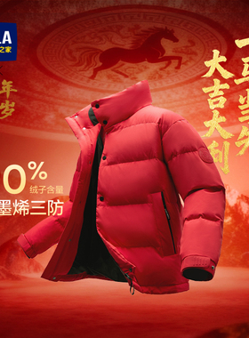 海澜之家马年贺岁大红色本命年羽绒服25秋冬立领大码男新年礼物